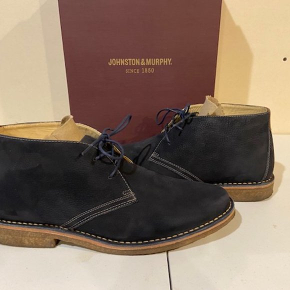 Johson & Murphy Donnelson Plain Toe Chuka Navy Tumbled Nubuck Boots size 11.5 - Picture 3 of 3